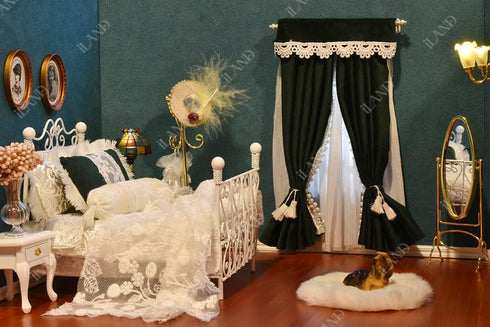 iLAND Dollhouse Accessories on 1/12 scale, Dollhouse Decor of Curtain Rods (Luxury White)...