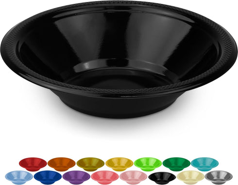 DecorRack 24 Small Plastic Bowls, 7 inch Disposable Popcorn, Soup, and Salad Bowls, Kids Birthday and Holiday Party Supplies, Fruit Snack Serving ...