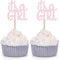 Pink Glitter It's a Girl Cupcake Toppers Gender Reveal Party Baby Shower Decorations Picks - Set of 24...
