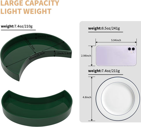 Bathroom Tray Organizer, 10'' Large Acrylic Moon-Shaped Vanity Tray Jewelry Tray for Perfume Cosmetic Candle Jewelry, Emerald Green Durable Decora...