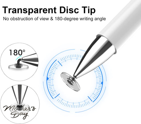 Stylus Pens for Touchscreen,2 Pack High Sensitivity & Precision Magnetic Disc Stylus Pen for iPad/Apple/iPhone/Pro/Android All Capacitive Touch Sc...