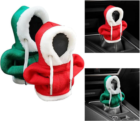 Christmas Car Shift Knob Hoodie Cover, Christmas Style Hoodie Winter Warm Car Shift Cover Shifter Hoodie Protector, Universal Shift Knob Cover Car...