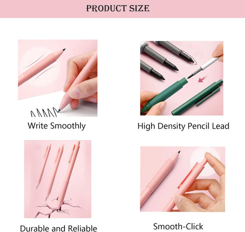 TYU 3Pieces Inkless Magic Pencil, Infinity Reusable Pencil with Extra 3 Lead Refills Replaceable Nib Cute Pencils for Writing Drawing Drafting Hom...