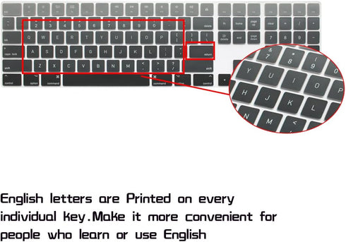 HRH Ombre Gray Silicone Keyboard Cover Keypad Skin for Magic Keyboard with Numeric Keypad A1843 MQ052LL/A Released in 2017 (US Layout)...