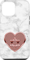 iPhone 15 Pro Max Jewish Star of David Phone Case with Rose Heart White Case...