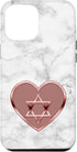 iPhone 15 Pro Max Jewish Star of David Phone Case with Rose Heart White Case...