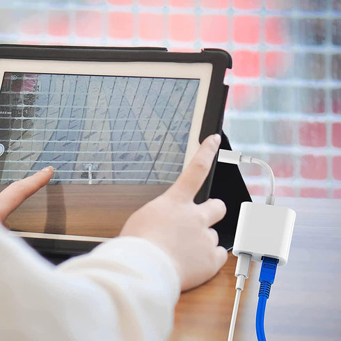 ?Apple MFi Certified? Lightning to Ethernet Adapter, 2 in 1 Rj45 Ethernet LAN Network Adapter, iPhone Ethernet Cable with Charge Port Compatible w...