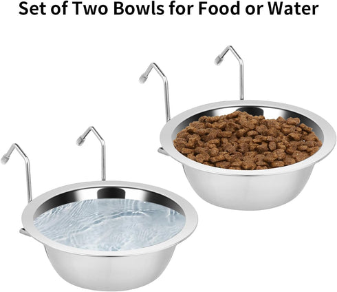 2PCS Kennel Water Bowl Hanging,Stainless Steel Puppy Bowls for Small Dog Cage,Dog Kennel, Dog Crate, Catio Accessories,Dog Crate Water Bowl Dog Di...