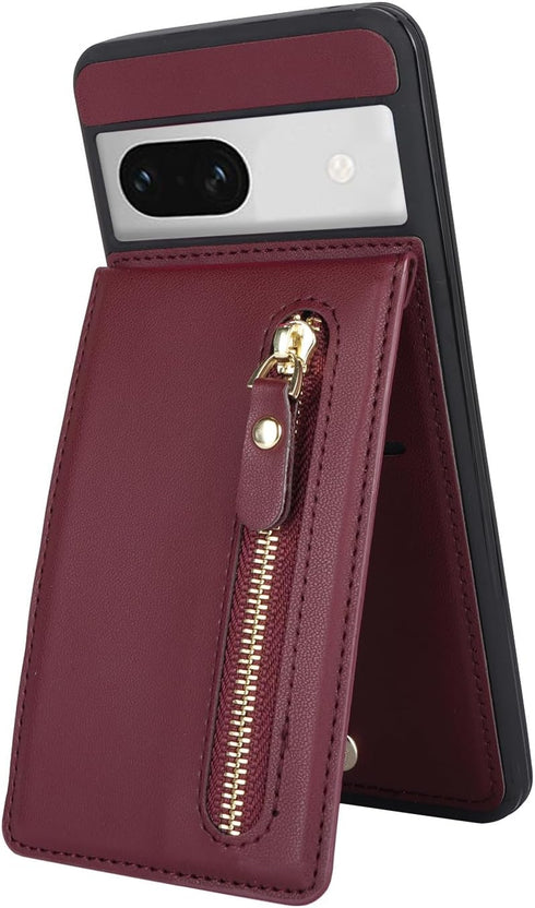 for Google Pixel 7A Case with Card Holder for Women, for Google Pixel 7A Phone Case Wallet with Credit Card with Ring Kickstand Zipper Shockproof ...