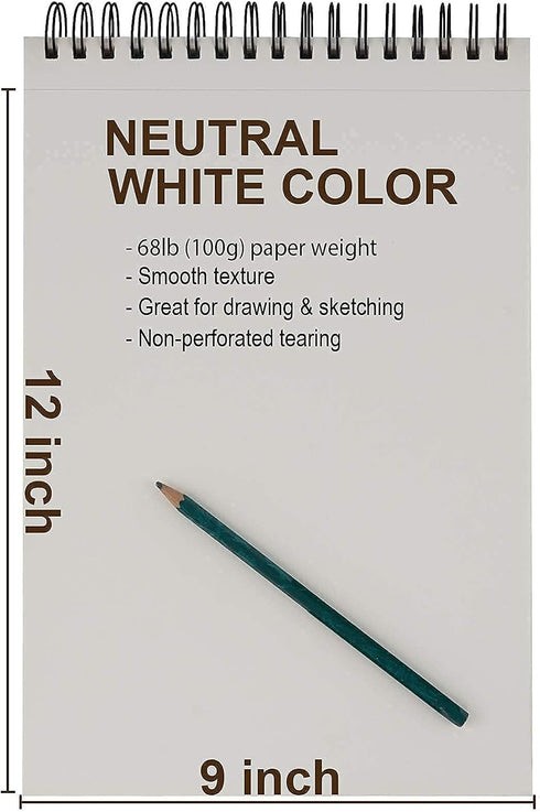 9 x 12 inches Sketch Book, Top Spiral Bound Sketch Pad, 1 Pack 100-Sheets (68lb/100gsm), Acid Free Art Sketchbook Artistic Drawing Painting Writin...