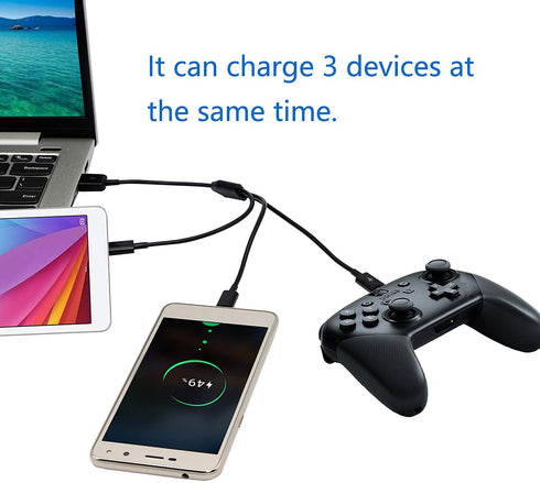 Herfair 3-in-1 Micro USB Splitter, 480Mbps Data Sync, 3 USB to Multi Micro USB Adapter Wires Leads for All Micro USB Equipped Devices......