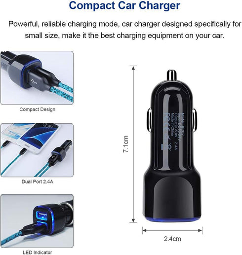 Dual USB Car Charger with Fast Charge Type C USB C Cable Compatible for Moto G Power,G Stylus,G Fast,G7 G8 G9 Play Power Plus,G7 Supra,G6 Plus,Sam...