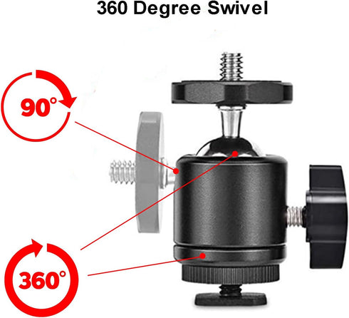 Universal 1/4" Swivel Mini Ball Head Screw Tripod Mount with Hot Shoe?2 Pack?, Eszkozta 360 Degree Rotating Mount Base Adapter for DSLR Cameras HT...