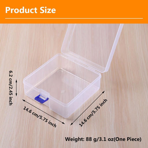 3 Pcs Clear Plastic Organizer Box Plastic Storage Box Medium Square Containers for Pencil Case Art Satchel Fishing Tackle DIY Crafts Tools (5.75" ...