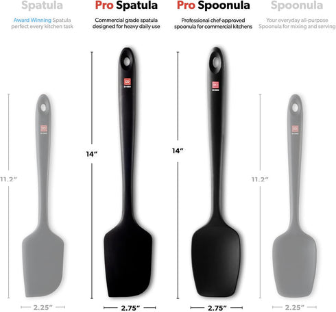 New DI ORO Seamless Series 2-Piece Silicone Pro XL Spoonula & Spatula Set - 600°F Heat-Resistant Nonstick Rubber Commercial Grade Kitchen Cooking ...