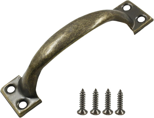 4 Pcs Bronze Pull Handles, Vintage Style Barn Door Handles Metal Gate Pull Handle Cabinet Handles for Drawer, Dresser, Cupboard, Closet (4 Inch Le...
