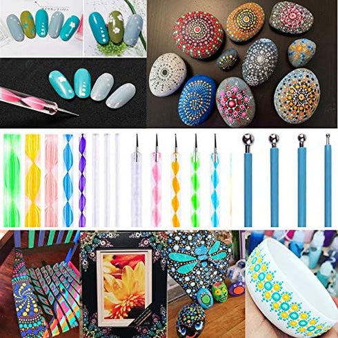 19PCS Mandala Dotting Tools Set with a Zipper Storage Bag for Painting Rocks, ABenkle Mandala Stencil Ball Stylus Paint Tray Set...
