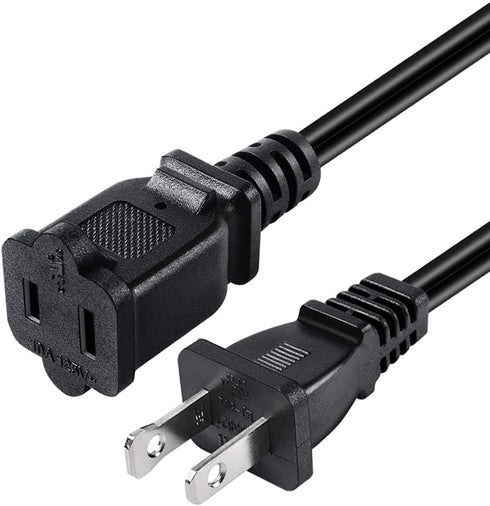 2-Pack Polarized USA Outlet Saver Power Extension Cord Cable 125V 10A 2-Prong 2 Outlets for NEMA 5-15P to NEMA 5-15R (1.6ft/50cm)...