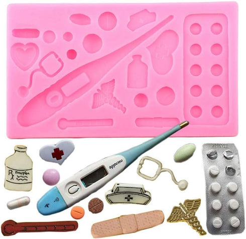 Medical Apparatus Tablet Silicone Mold for DIY Crystal Jelly Shots Candy Soap Mould Gum Paste Desserts Cupcake Cake Topper Decoration Handmade Ice...