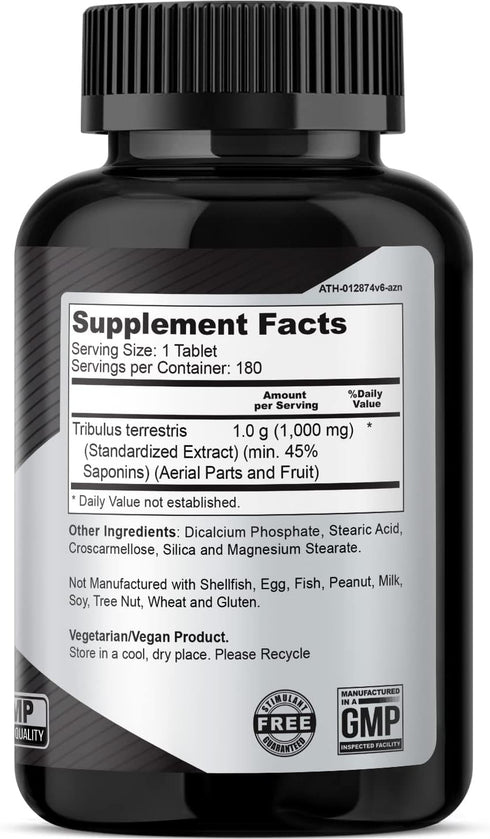 Tribulus Terrestris 1000 mg 180 Tablets - Supports Muscle Strength Stamina Vitality Energy Endurance...