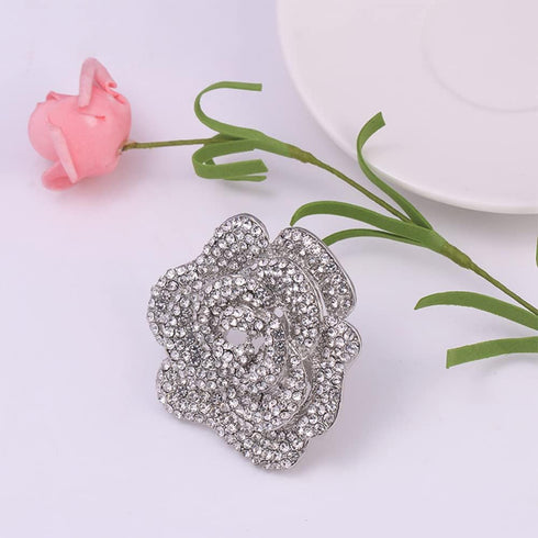 Rhinestone Rose Brooch Pin for Women Girls Fashion Crystal Big Blossom Flower Brooch Lapel Pins Elegant Dress Accessories Jewelry Boutonniere Cors...