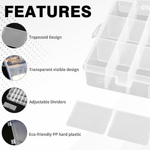 24 Grids Plastic Organizer Box With Dividers Clear Craft Storage Bead Organizer Box Earring Organizer Travel Pill Organizer Jewelry Organizer Stor...