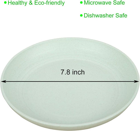 LuckyZone 7.8 Inches Unbreakable Wheat Straw Plates - Reusable Plate Set - Dishwasher & Microwave Safe - Perfect for Dinner Dishes - Healthy, BPA ...