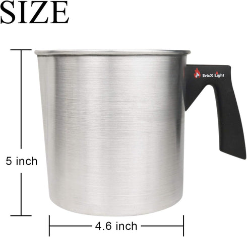 EricX Light Candle Making Pouring Pot,2 pounds,Double Boiler Wax Melting Pot,Dripless Pouring Spout & Heat-Resisting Handle Designed,Aluminum Cons...