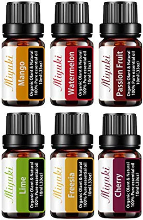Essential Oil Sets - for Diffuser,Humidifier with Mango,Watermelon,Passion Fruit,Cherry,Lime,Freesia Essential Oils 6 X 10 ML...