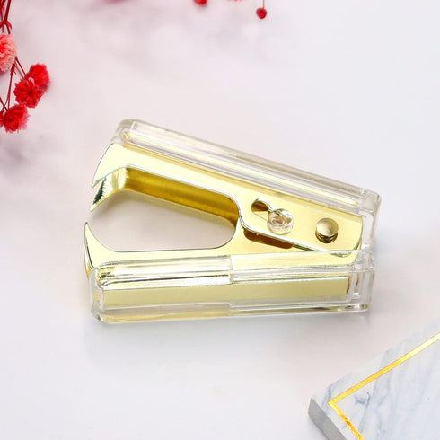 MultiBey Mini Gold Stapler with Staples, Acrylic Metal Desk Stapler with 26/6 Staples, 18 Sheets Capacity, Small Stapler for Women, Girls, Teenage...