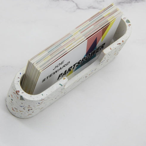 PARTSPOWER Business Card Holder for Desktop, Cement Horizontal Business Name Card Display Organizer, Desktop Accessory Business Name Card Organize...