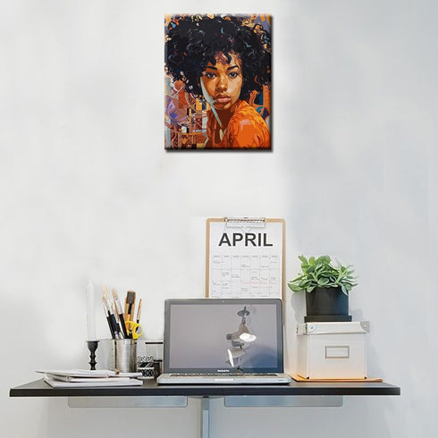 African American Girl Oil Painting Paint by Number Kits 16 x 20 inch Canvas Abstract Graffiti Women Afro Girl DIY Painting for Kids Students Adult...