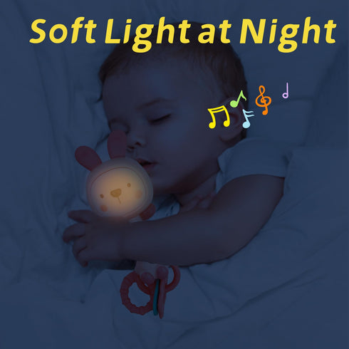 Musical Rabbit Light-Up Toy and Teething Ring for Toddlers Sensory Chew and Fine Motor Skills Toy Baby Rattle and Teething Toys for 6 12 18 Month ...