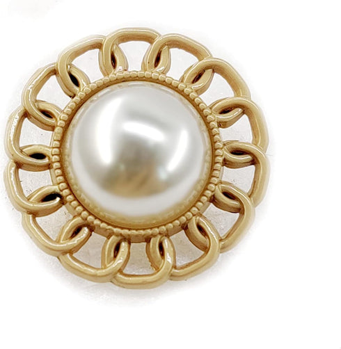 Half Faux Pearl Golden Chain Edge Sewing Shank Buttons 20 Pcs - 18mm, 23/32"...