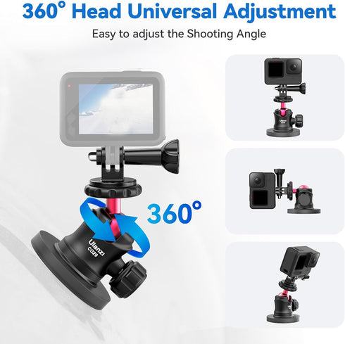 ULANZI Magnetic Camera Mount for GoPro, Strong Magnetic Mount with 360° Rotation Ball Head and Built-in 6 Magnets, Compatible with GoPro Hero 11/1...