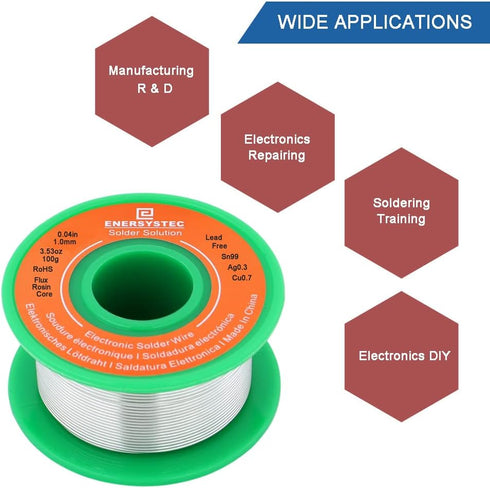 Lead Free Solder Wire Rosin Core 1.0mm 100g, Electronic Solder Wire Alloy Sn99 Ag0.3 Cu0.7, Electrical Solder Wire, No Lead Soldering Wire No Lead...