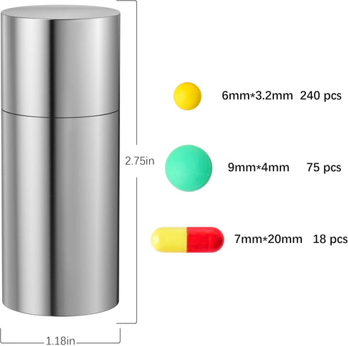 Portable Pill Holder Keychain, Small Metal Pill Case Waterproof Pill Box Container Mini Stainless Steel Pill Organizer for Travel Purse Pocket...