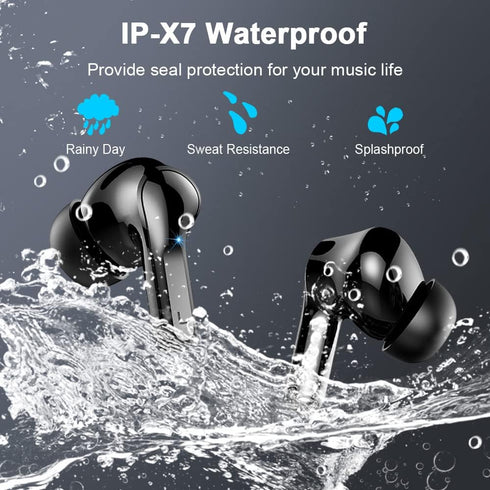 Wireless Earbud, Bluetooth Headphones 5.3 Stereo Bass Earphones 2023 Noise Cancelling 40H Dual Mic Call Earbud in-Ear USB-C LED Display IP7 Waterp...