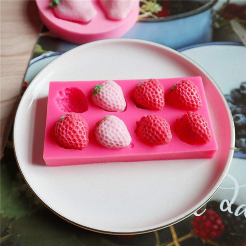 3Pcs/Set Strawberry Fondant Gumpaste Mold Silicone Chocolate Candy Mold for Cupcake Cake Decoration Handmade Soap Embeds Polymer Clay Resin Mold...