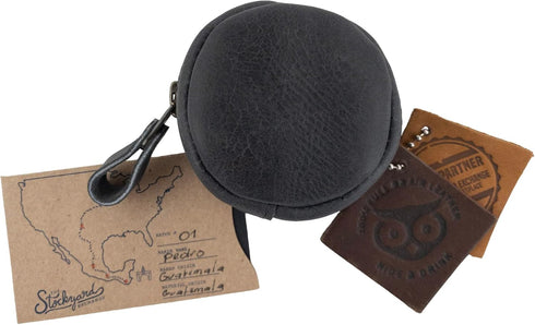 Hide & Drink, Rounded Coin Case, Zippered Wallet, Travel Pouch, Full Grain Leather, Handmade, Charcoal Black...