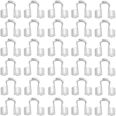1 Box 600Pcs Silver Wire Guard Loops Guardian Wire Protector Jewelry Brass Double Holes U Shaped Thread Protectors for Jewelry Making Necklaces Br...