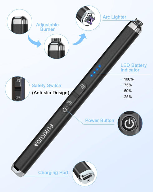 ?Upgraded? Dual Arc Electric Candle Lighter Rechargeable USB Lighter Plasma Arc Lighters for Candle (Obsidian Black)...