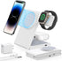 3 in 1 Foldable Magnetic Wireless Charging Station with PD 20W USB-C Adapter, Compatible with MagSafe, Magnetic Charger Stand for iPhone 15/14/13/...