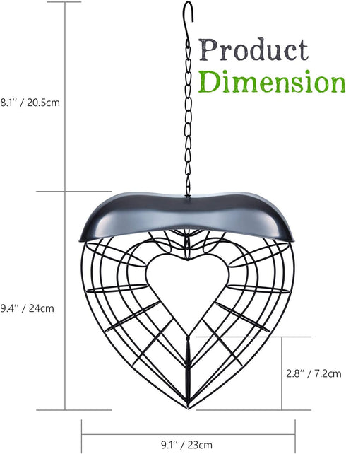 Hanging Wild Bird Feeder, Suet Ball Bird Feed Dispenser, Suet Ball Holder for Outside, Fat Ball Feeder, Heart Shaped...