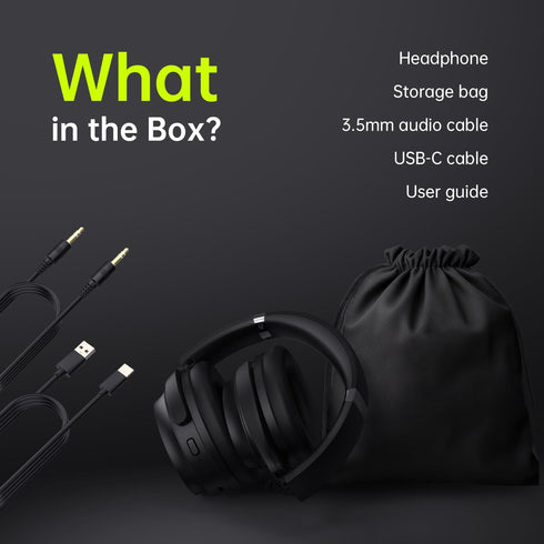 HROEENOI Wireless Bluetooth Over Ear Headphones with Active Noise Cancelling - Long Battery Life - Foldable Design - Perfect for Home and Workout....