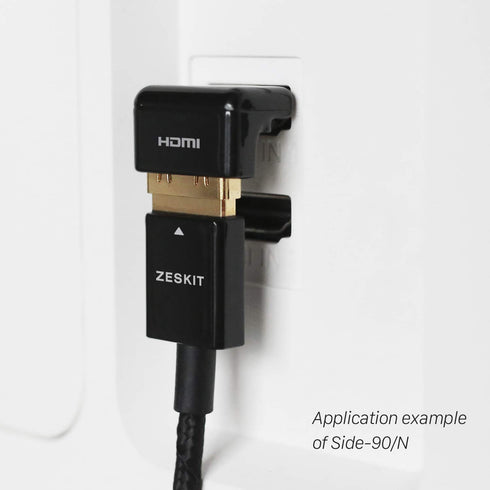 Zeskit HDMI Adapter Male to Female Right Angle, Zinc Alloy Full Shielding 24K Gold Plated Connectors (SIDE-90/N)...