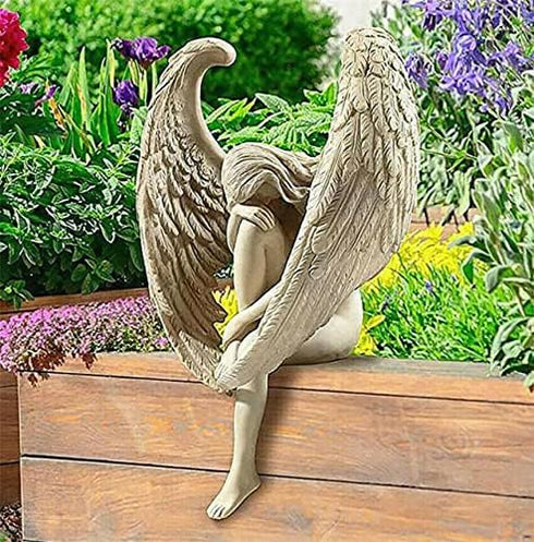 5.9" Outdoor Redemption Angel Statues Fairy Statue Yard Garden Decoration Indoor Resin Craft Art Decor Home Sculpture Souvenir Party Accessorie Re...