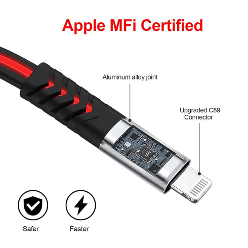 Light up iPhone Charger Cord, 6FT LED Lightning Cables | Apple MFi Certified | USB Fast Charging Cord for Apple iPhone 13 12 11 Pro Max XR XS X/8P...
