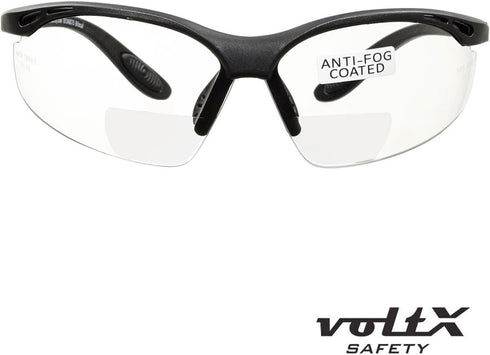 voltX 'CONSTRUCTOR' BIFOCAL Reading Safety Glasses (CLEAR +3.0 Dioptre) ANSI Z87.1+ & CE EN166F, certified/Cycling Sports Glasses includes safety ...