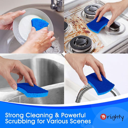 Orighty Non-Scratch Cellulose Scrub Sponges 24 Pack, Kitchen Sponges for Kitchen, Bathroom, and Household, Dual Side Sponges for Dishes, Non-Scrat...